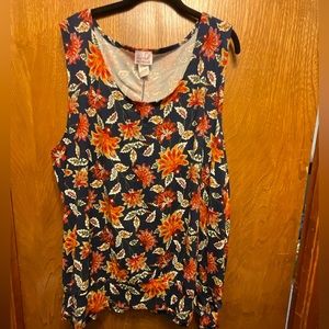 SWAK - tank - 2X - Navy w/brick red flowers - NWOT